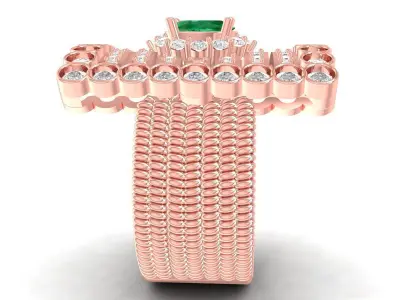 Luxury Rectangle Double Layer Gemstone Ring for Women 3548 3D print model