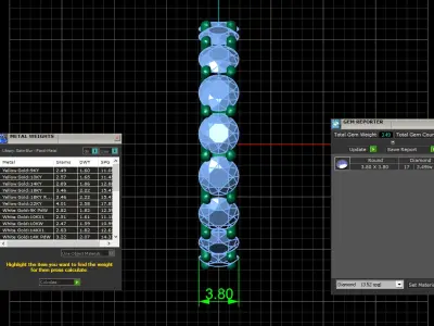 U Shaped Eternity Ring 3 point 8 mm stone size swiss 11 and EU51 3D print model