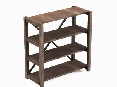 Wide Pottery Shelf 03 Low-poly 3D model