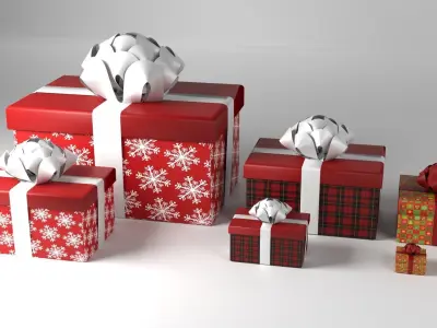 3 gift boxes  Low-poly 3D model