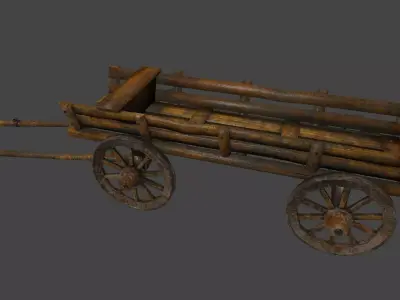 Wooden  Cart Low-poly 3D model