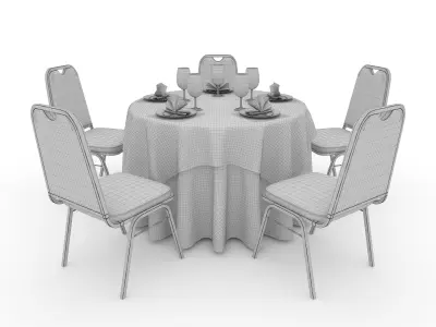 Banquet Table and Chair 06 3D model