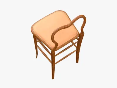 High Chair Clerks Chair No 9 Light Wooden Oak Version 3D model