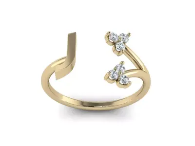 Jewelry Alphabet Ring J with Diamonds  3D print model
