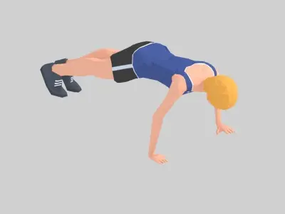 Push Up  Exercise Woman Animation Low-poly 3D model