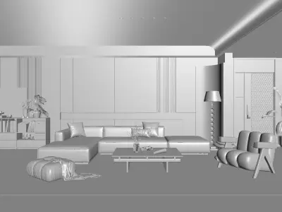Modern living room 3D model  3D model