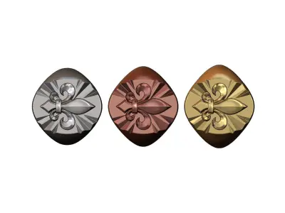 Heraldic lily Claw marks oval signet US sizes 7 8 9 3D print model