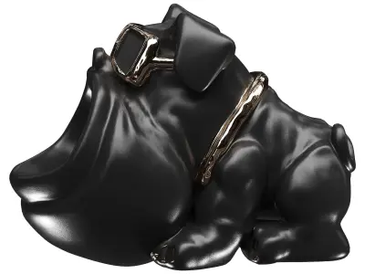 Bulldog Statue Low-poly 3D model