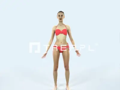 Beauty G Beach Animated Rigged Sports Woman Low-poly 3D model
