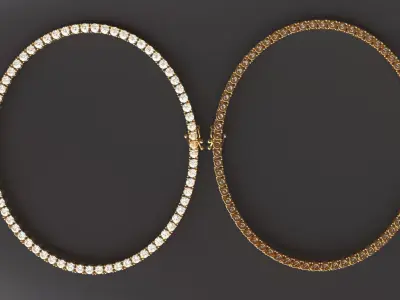 Elegant Tennis Necklace 3D Model  3D print model