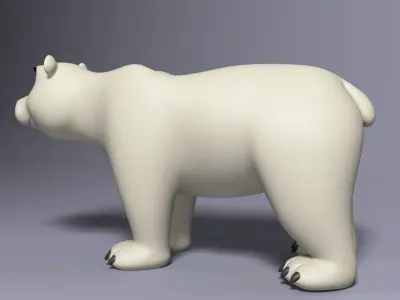 Cartoon Polar Bear Rigged Low-poly 3D model