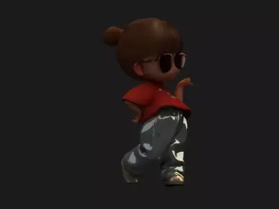 Chinese girl figure  Low-poly 3D model