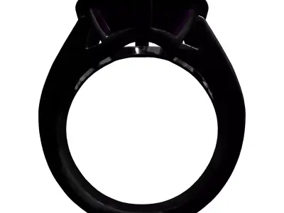 Elegant Purple Gemstone Diamond Ring Low-poly 3D model