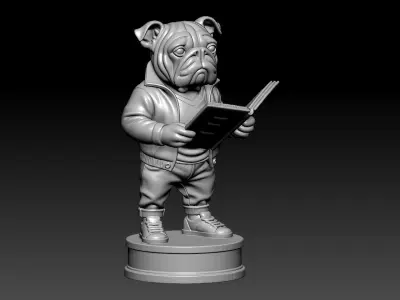 Dog reading book urban vibes 3D print model