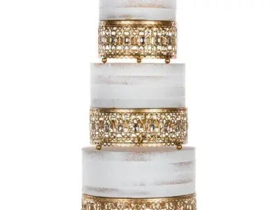 Gold Rhinestone Risers 3 Piece Cake Stand Set 3D model