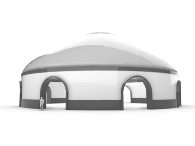 Dome Pavilion with Solid Dome with Top Opening v1 3D model