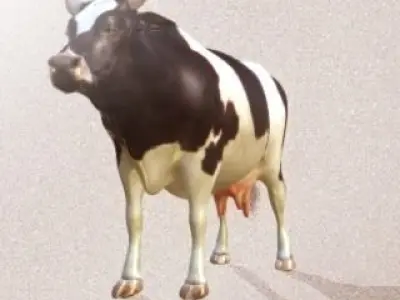 cow high-poly with long horns 3D model