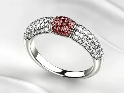 Yellow Sapphires Pave Gold Ring 3D print model