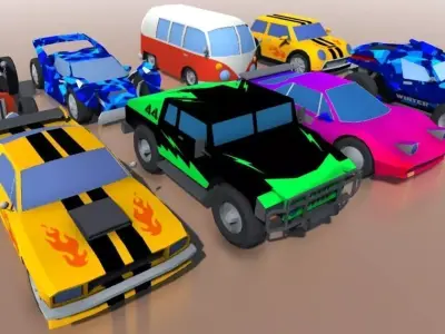 Low-poly cartoon cars Low-poly 3D model