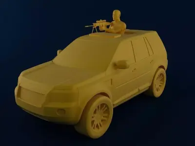 Man with MK16 Sniper in Car 3D print model