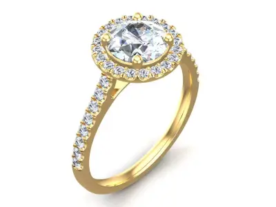 Round Cut Diamond Ring 3D print model
