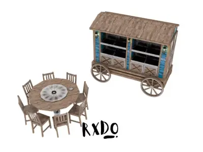 Medieval Wagon Cart 3D Model Assets Low-poly 3D model