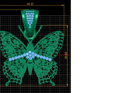 butterfly pendant 3D printable model  3D print model