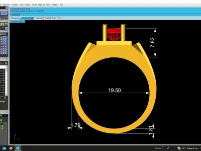 Luxury Square Gemstone Men Ring Jewelry Design 4829 3D print model