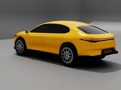 Realistic Sedan Electric Car Rigged and Textured Low Poly Low-poly 3D model
