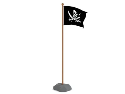 Low Poly Seamless Animated Pirate Flag Low-poly 3D model