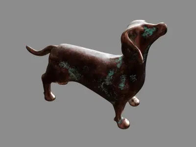 Copper Dog Decoration Figurine 3D model