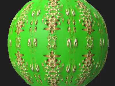Vintage golden doodles Surface PBR Texture on green background Texture
