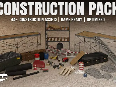Construction Pack - 45 Game Ready Props with 4K PBR Textures Low-poly 3D model