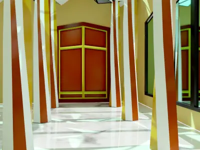 3D model of a hall with Inverted umbrella architecture 3D model