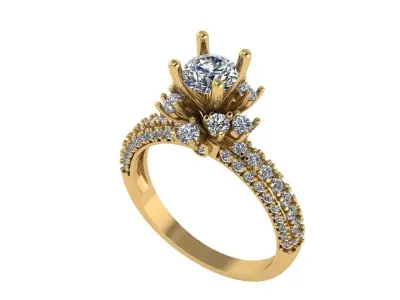 Women diamond ring 3d render 3D print model 4