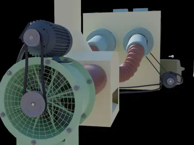 Electric Motor Blower Fan - Belt Driven 3D model