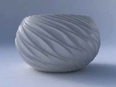 Bowl spheric twisted with wavy extruded lines 3D print model