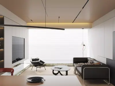 Modern living room office room interior scenes  3D model