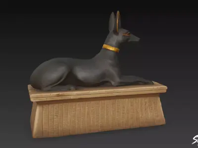 Egyptian Anubis Jackal Statue Low-poly 3D model