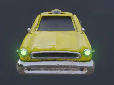 Hovercar futuristic old taxi  Low-poly 3D model