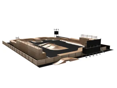 Skate Park builder - Elements and full park for BMX Skateboard Low-poly 3D model