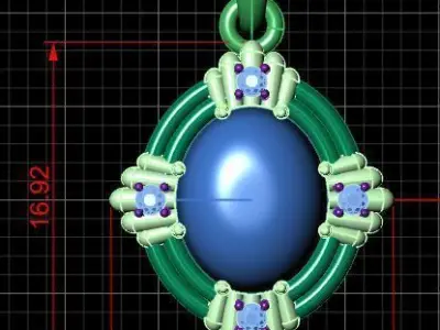 Pendant cabochon oval  3D print model