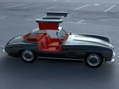 Rigged Mercedes 300SL Gullwing with Interior HDRI 3D model