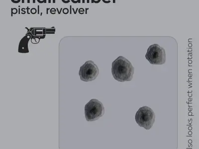 15 Bullet Hole Decals Pack on Concrete Wall 2 Texture