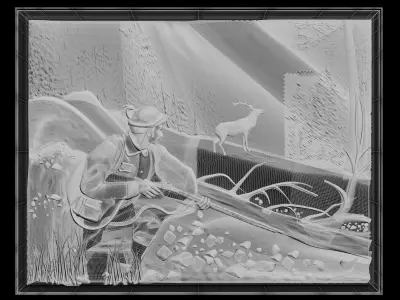 3D stl model of a hunter on the hunt for a CNC router 3D print model