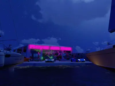 LUXUARY VILLA FOR MUSIC PARTY WITH SPORTS CARS  Low-poly 3D model