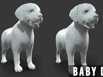 6 Baby Animal Domestic  Low-poly 3D model