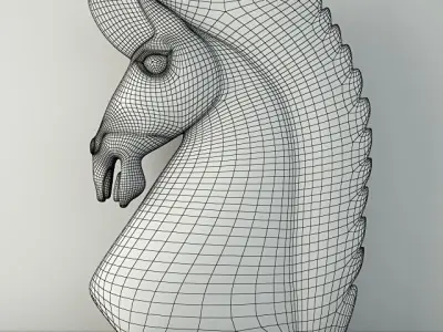 Large Wood Carved Horse Head 3D model