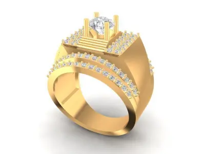 Luxury Square Halo Diamond Ring for Men 589 3D print model