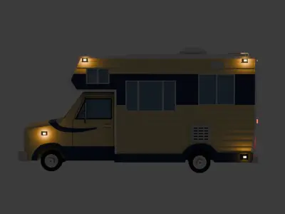 Classic Camper Van Low-poly 3D model